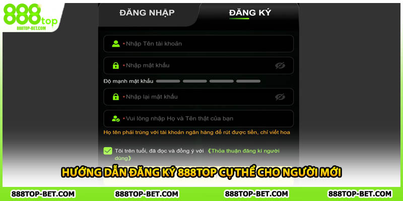 Hướng dẫn đăng ký 888TOP cụ thể cho người mới